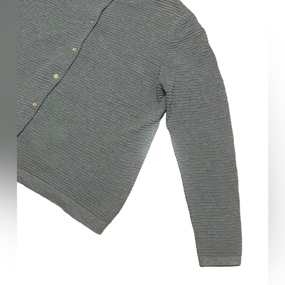 Lands’ End Supima cotton gray ribbed cardigan sweater - Picture 4 of 8